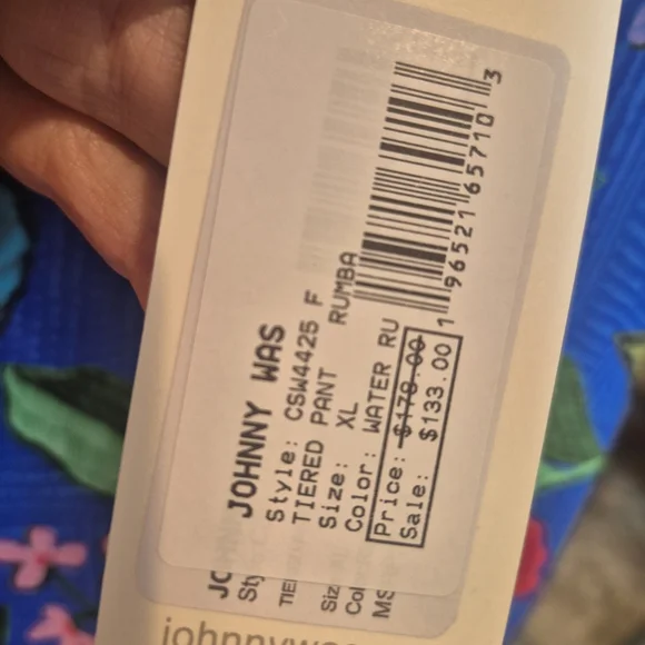 Johnny Was Blue Floral Wide_Legged Xl Striking Flowy Pants. Elastic Waist. - Picture 3 of 8